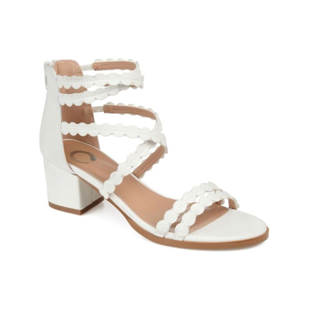 JOURNEE COLLECTION Womens White Circle Cutouts Jasiri Block Heel Sandals 7.5 M